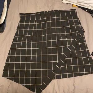 Shein black checkered envelope skirt